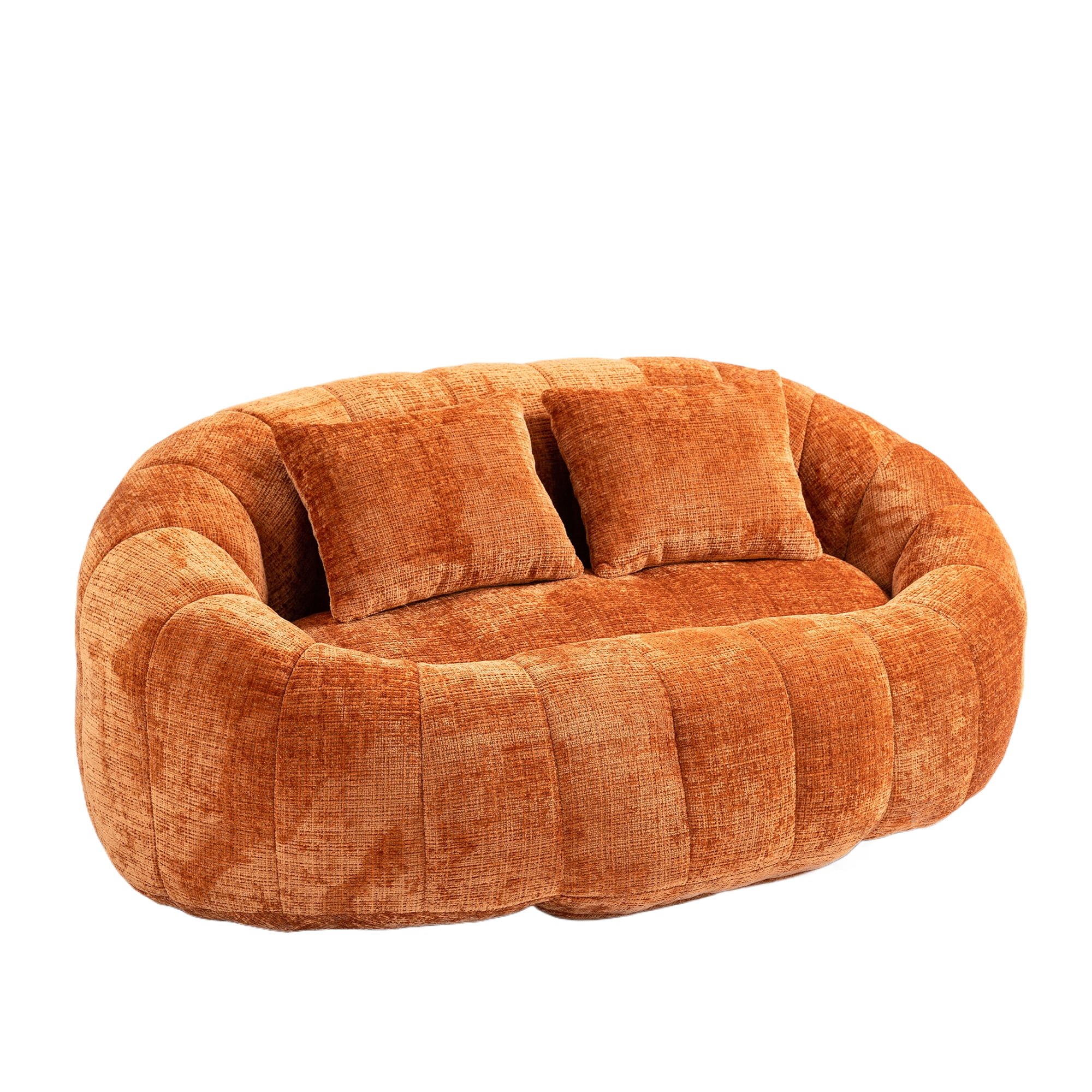 MOONMISS Chenille Durable Comfort Lounger High Back Bean Bag loveseat Lazy Sofa-Orange