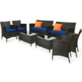 thumbnail image 2 of Gymax 8PCS Patio Rattan Conversation Furniture Set Outdoor w/ Navy Cushion, 2 of 10