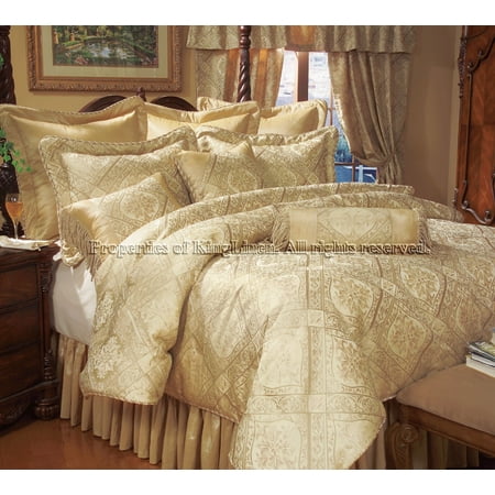 14 Queen Gold Imperial Comforter Set W Curtain Set Walmart Com
