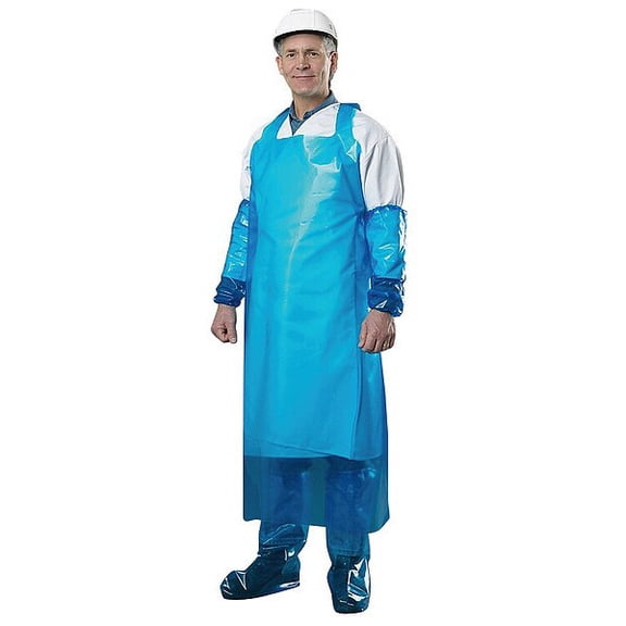 Polyco Apron, Polyolefin, Blue, 55 in, Universal 48500