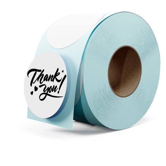 Rongta 2 Inch Round Direct Thermal Labels, Blank White, 750 Labels per Roll