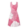 thumbnail image 5 of Renewold Roses Tank Dresses for Women Casual Pink Pleated Beach Sundress Valentine's Day Ladies Summer Scoop Neck Midi Tank Dress Size XL Soft Skater Dress, 5 of 6