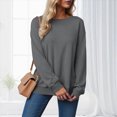 thumbnail image 5 of NOLDARES Womens Oversized Sweatshirts Fleece Sweaters Long Sleeve Crewneck Hoodies Fall Solid Color Drop Shoulder Pullovers,Dark Gray,XL, 5 of 7