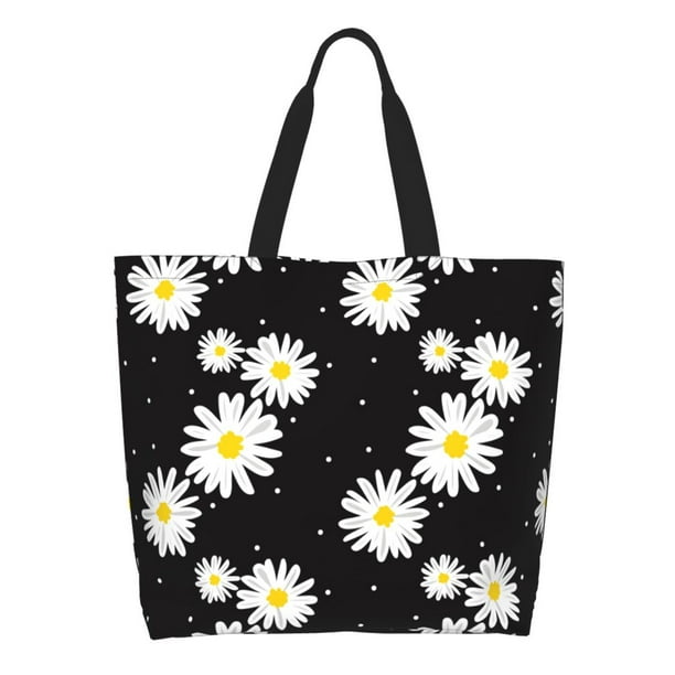 Disketp Daisies Flowers Bolsa Tote Estampada para Mujer, Bolso de Hombro y de Mano para Compras y Viajes