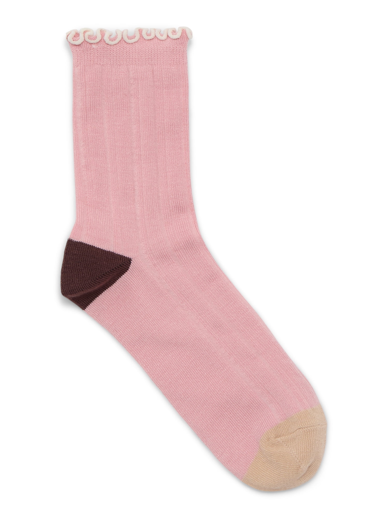 No Boundaries Lettuce Edge Mid Crew Socks, 6-Pack, Women's, Shoe Sizes 4-10