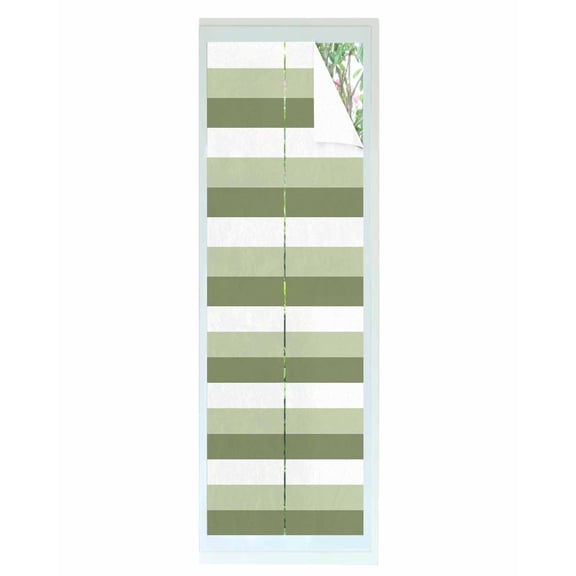 Window Privacy Film, Dark Sage Farmhouse Striped Sun Blocking Window Tint Film Heat Control One Way Blackout Window Film, Modern Geometric Lines Simple Stripes Non Adhesive Static Cling 17.7x78.7 In