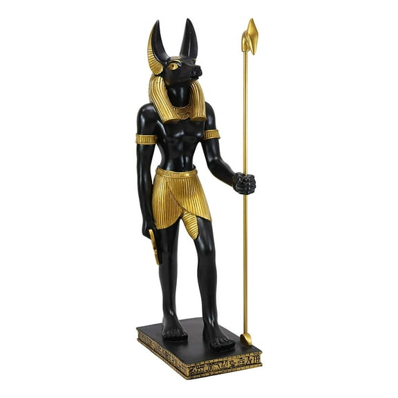 Large Egyptian God Of The Dead Mummification Anubis With Was Staff Statue 21.5"H