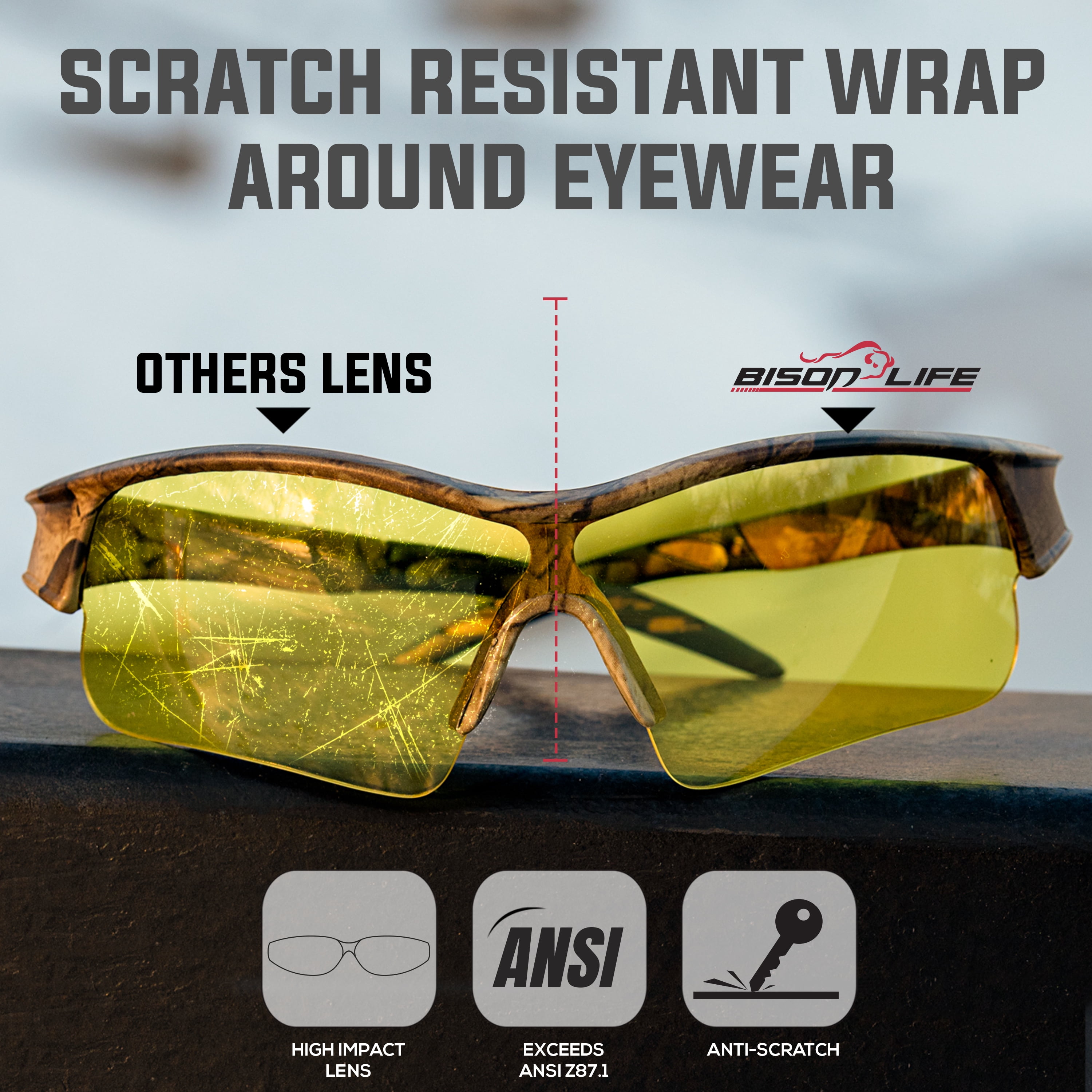 Safe Handler Camo Jax Safety Glasses For Men/Women, Anti-Scratch, Amber (Pack of 1)