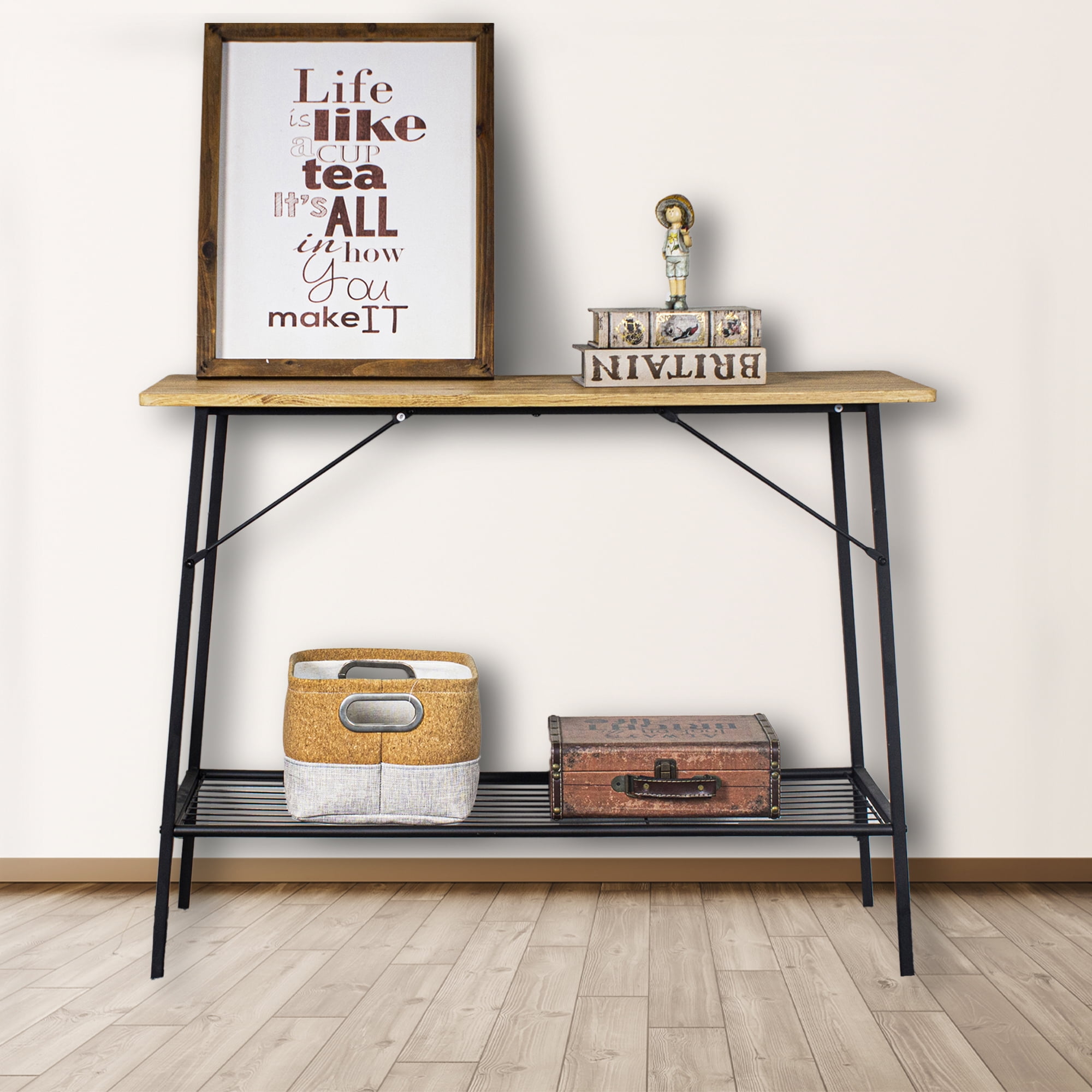 Private Jungle 39.5" Wooden Console Sofa Table, Entryway Table with 2-Tier Storage Shelves for Living Room, Bedroom, Balcony and Hallway Private Jungle 39.5" Wooden Console Sofa Table, Entryway Table with 2-Tier Storage Shelves for Living Room, Bedroom, Balcony and Hallway