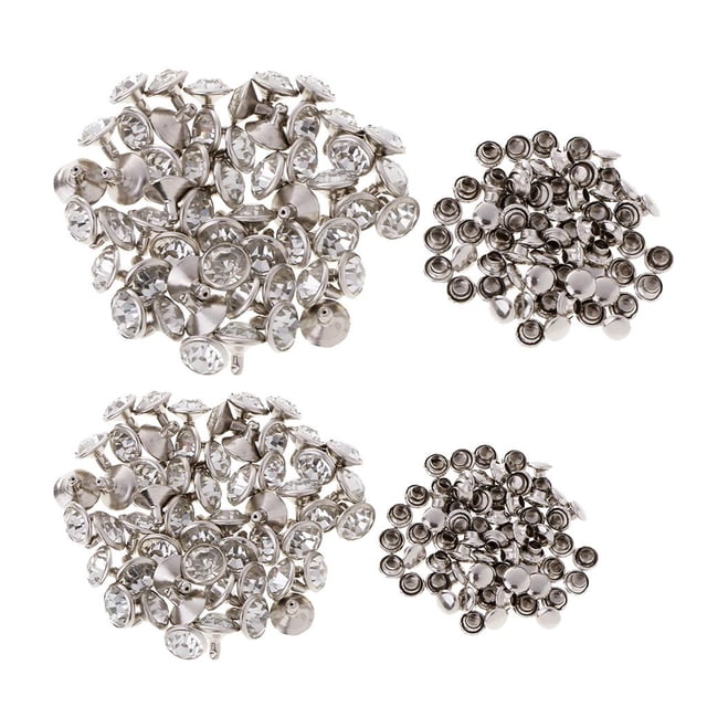 Rongfmy 100 Pieces Rhinestone Rivets Studs Buttons for Dress Clothes Bracelet Bag Crafts
