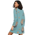 thumbnail image 2 of FORMRS Womens Long Sleeve Nightgowns Crew Neck Sleep Shirt Soft Pajamas Sizes S-3XL, Cartoon Capybaras, 2 of 8