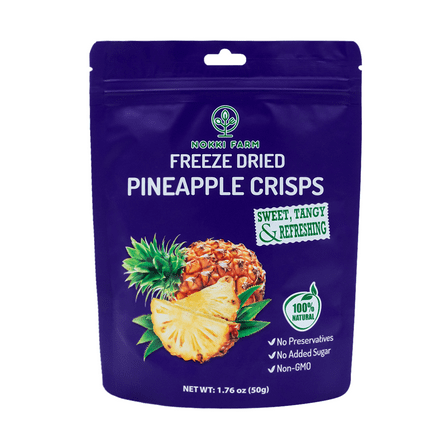NOKKI FARM Freeze Dried Pineapple Crisps - Healthy & Exotic Tropical Superfood Snacks, No Added Sugar or Preservatives, Kid-Approved, Shelf-Stable & Portable for On-The-Go Snacking, 1.76oz