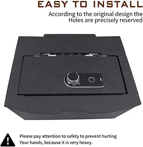 Console Safe Gun Safe for Car, WASAI Premium Console Gun Vault Lockbox Compatible with DODGE RAM 1500, 2500, 3500 2009-2018, 1500 CLASSIC 2019, Fingerprint Lock with Backup Key.