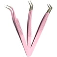 thumbnail image 1 of HLONK Pinces à Extension de Cils 3 Pcs Pinces en Fibre d'Acier Inoxydable pour Extension de Cils Pinces Professionnelles de Haute Précision Ensemble Pinces à Cils Volume (Rose), 1 of 6