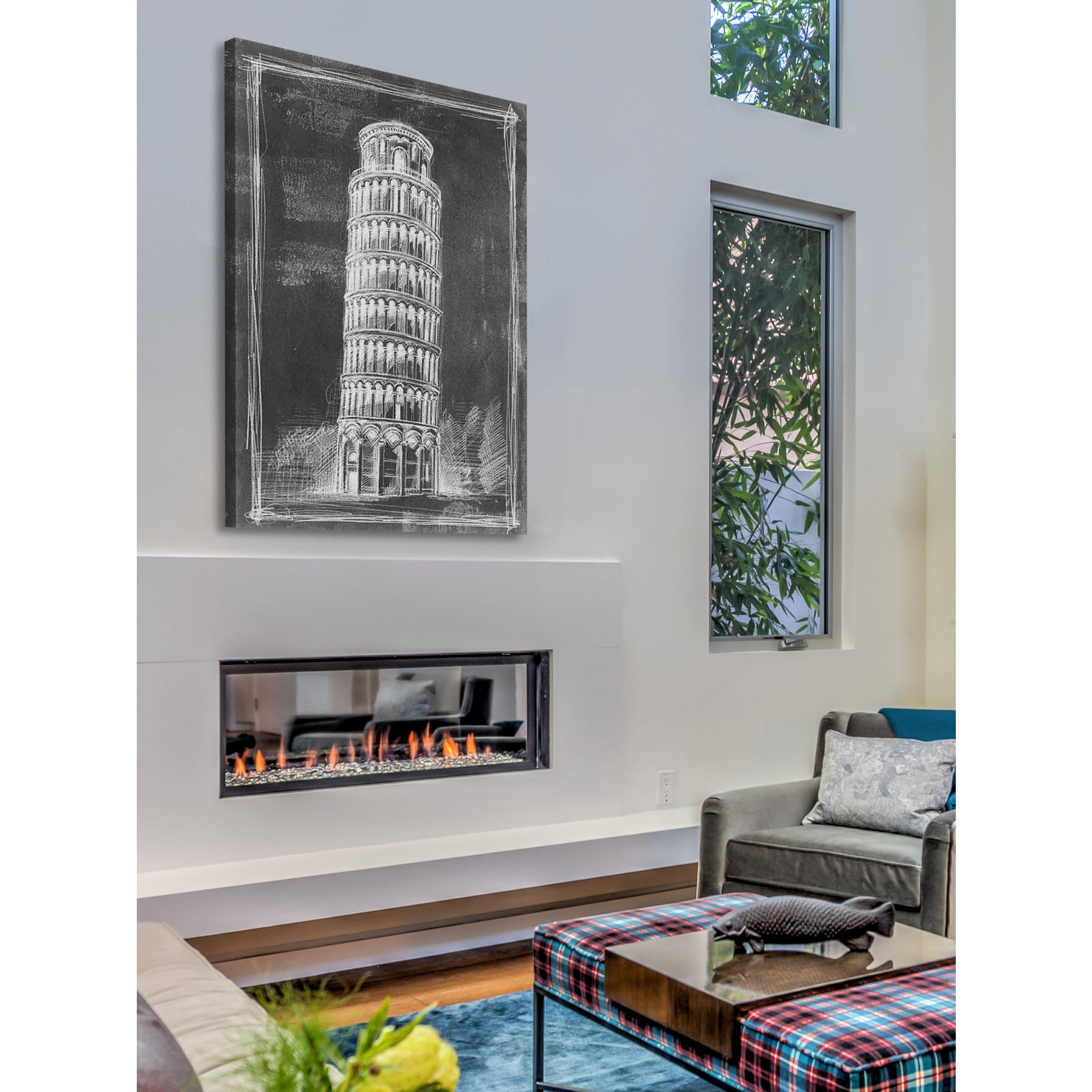 Marmont Hill "Leaning Tower Blueprint" Painting Print on Wrapped Canvas