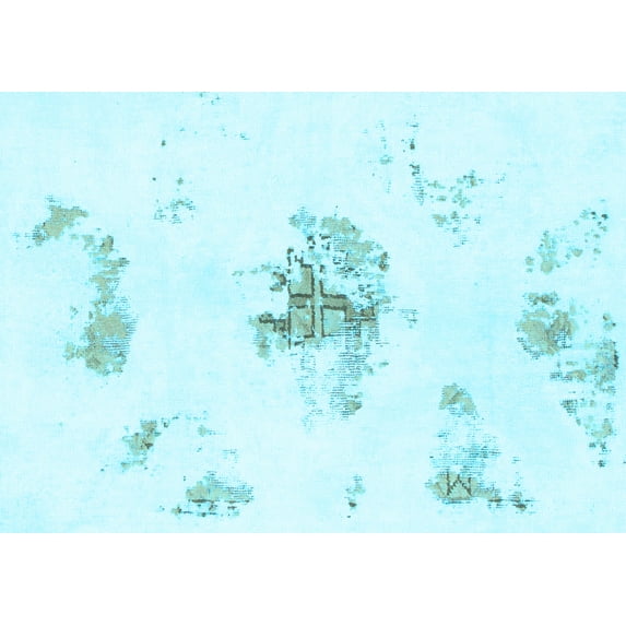 Ahgly Company Indoor Rectangle Abstract Light Blue Modern Area Rugs, 7' x 10'