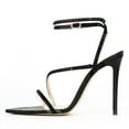 thumbnail image 2 of FSJ Women Sexy Rhinestones Pointed Open Toe Strappy Sandals Stiletto High Heel Studded Rivets Pumps Party Wedding Shoes Size 5.5 Black Studs, 2 of 3