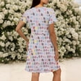 thumbnail image 5 of Dresses for Women Deep V Neck T-Shirt Mini Dresses Fashion Casual Loose Floral Printed Pleated Sundress Beach Vacation Clothes, 5 of 7