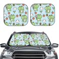 thumbnail image 2 of Honeii Cute Floral Frog Print Foldable Car Sun Shade for Windshield, 2-Piece UV Protection Shade, Protects Car Interior, Ideal for Cars, Trucks, SUVs-Large, 2 of 6