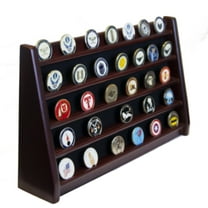 DECOMIL - 5 Rows Shelf Challenge Coin Holder Display Casino Chips Holder Solid Wood - Cherry Finish