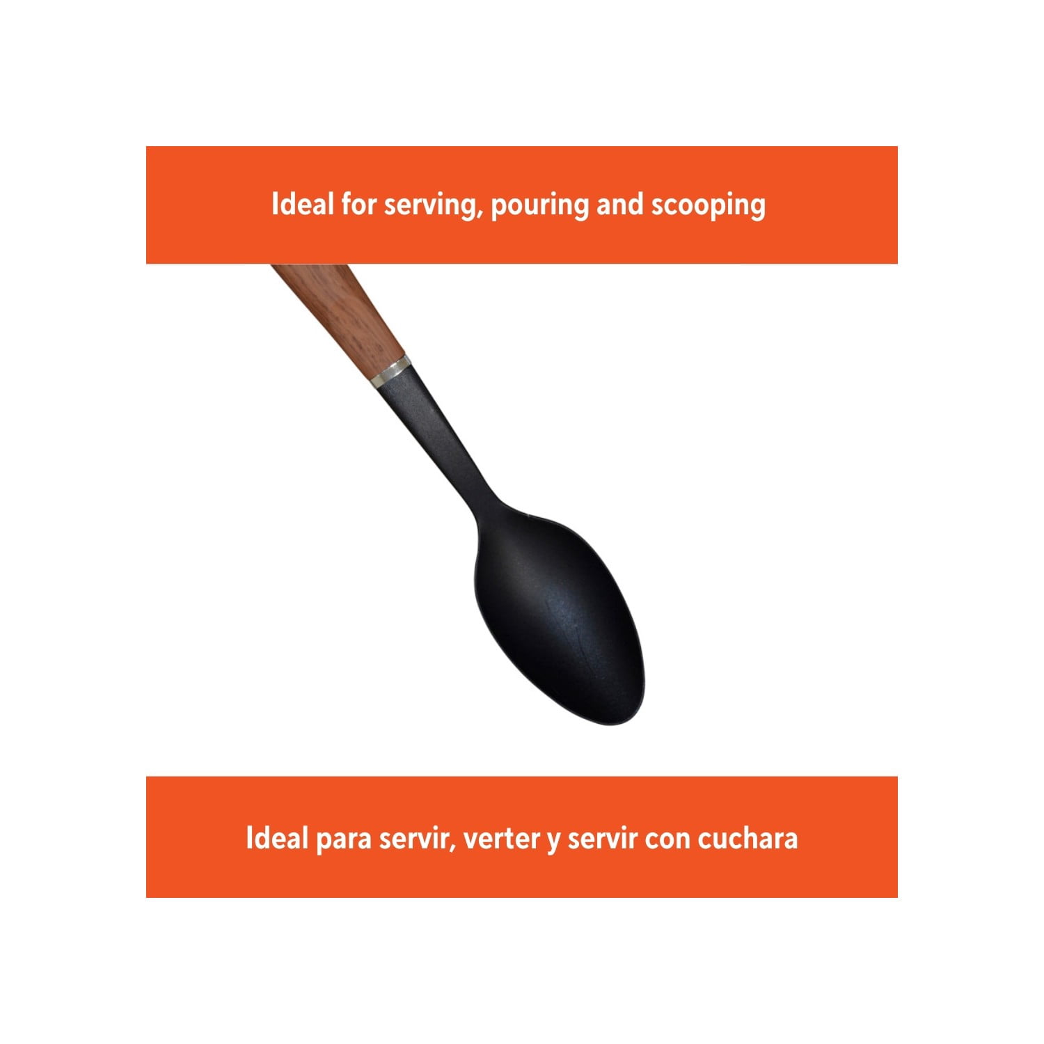 (4 pack) (4 pack) IMUSA Chef WL Solid Spoon with Wood Look Handle