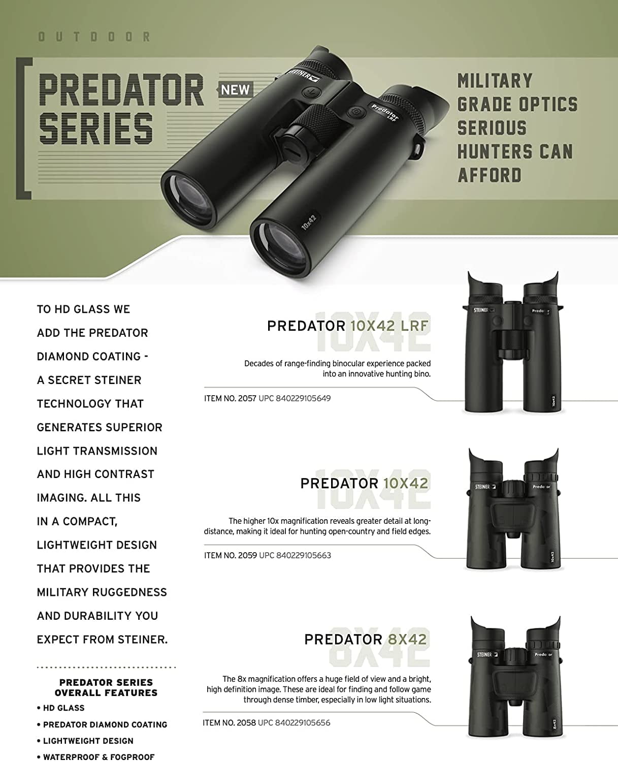 Steiner 10x42 Predator Laser Rangefinder (LRF) Binocular