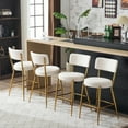 thumbnail image 4 of Modern Bar Stools Set of 4, 25 inch Upholstered Counter Height Bar Stools with Back, Gold Metal Legs Bar Chairs for Kitchen Island, Teddy Fabric Barstools, Sillas Para Barra de Cocina (Beige, 4Pcs), 4 of 12