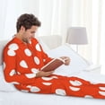 thumbnail image 6 of Lsque Orange And White Polka Dot1 Pattern Long Sleeve Pajama Set for Men - Soft 2-Piece Sleepwear and Loungewear Set with Pockets, Comfy Nightwear-XX-Large, 6 of 7