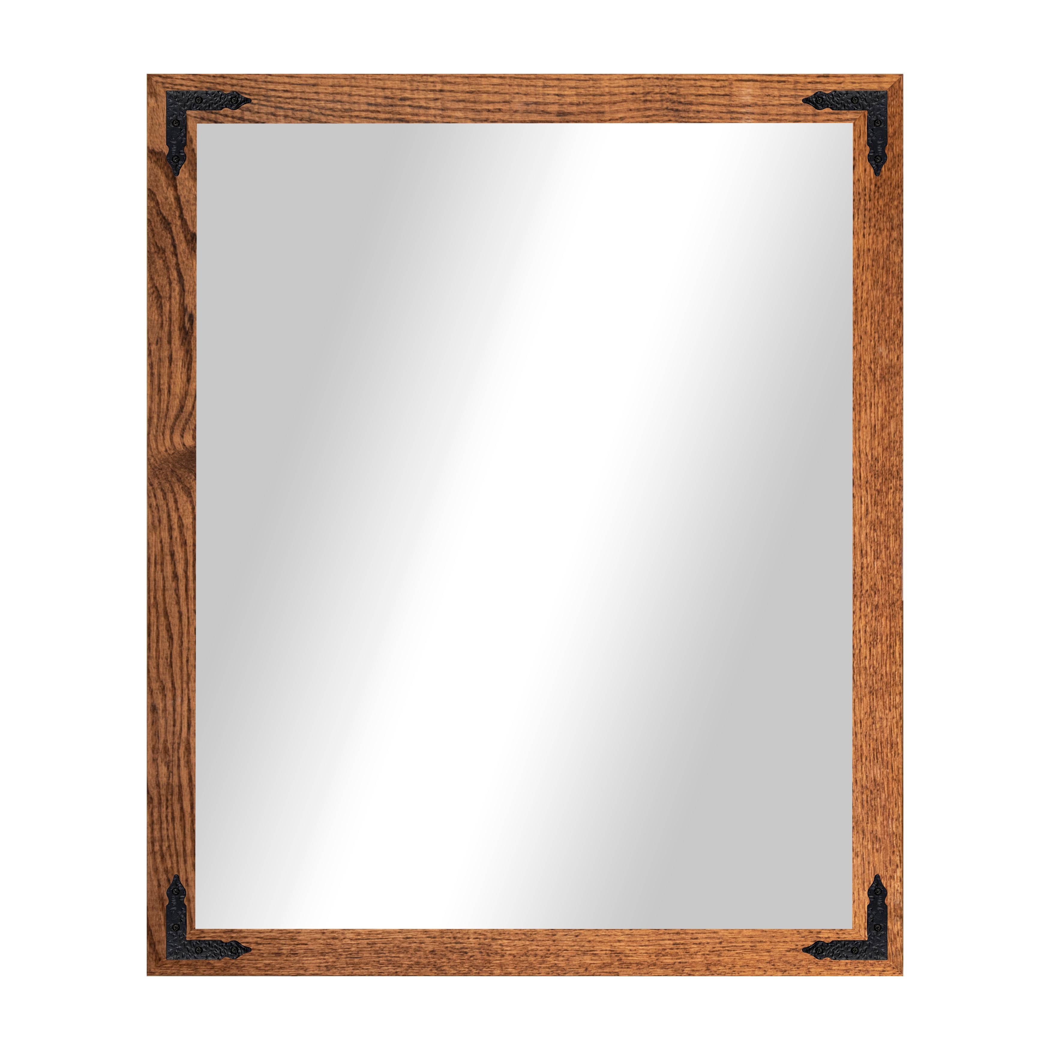 Rayne Ozark Hardwood Red Oak Mirror Wall Mirror 36"x33" Leaning Floor Mirror Honey With Decorative Corner Brackets