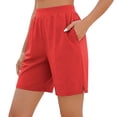 thumbnail image 2 of HAPIMO Women's Shorts Stretchy Fabric Soft With Pockets Casual Style Ideal For Work Office And Weekend Trips Red L, 2 of 2