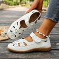 thumbnail image 5 of YLOMAY Womens Sandals Closed Toe Leather Sandals Comfy Soft Sole Ankle Strap Hollow-Out Shoes Slippers Summer Casual Shoes White, 5 of 6