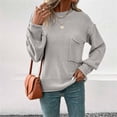 thumbnail image 6 of Baqcunre Women's Clothing, Womens Tops 2025 Oversized Long Sleeve Crewneck Waffle Knit Shirts Business Casual Blouses Basic Shirts Valentines Day Gifts, 1Pc Sweater Gray L, 6 of 6