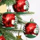 thumbnail image 5 of 30/6 piezas de bolas de Navidad con purpurina, adornos rojos y blancos para colgar en el árbol de Navidad, decoración para fiesta de Año Nuevo en el hogar, regalo de bola de Navidad, 5 of 5