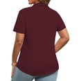 thumbnail image 2 of NISVIYA Womens Plus Size Polo Shirts Casual Office Buttons Business Blouses Wine Red 2XL, 2 of 6