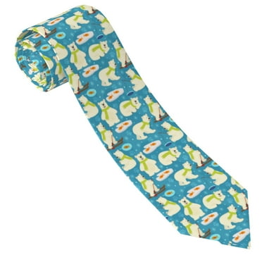 Ties for Men - Cute Polar Bear Fishing Formal Necktie Mens Ties Print Tie Great for Weddings, Business, Dances, Gifts.