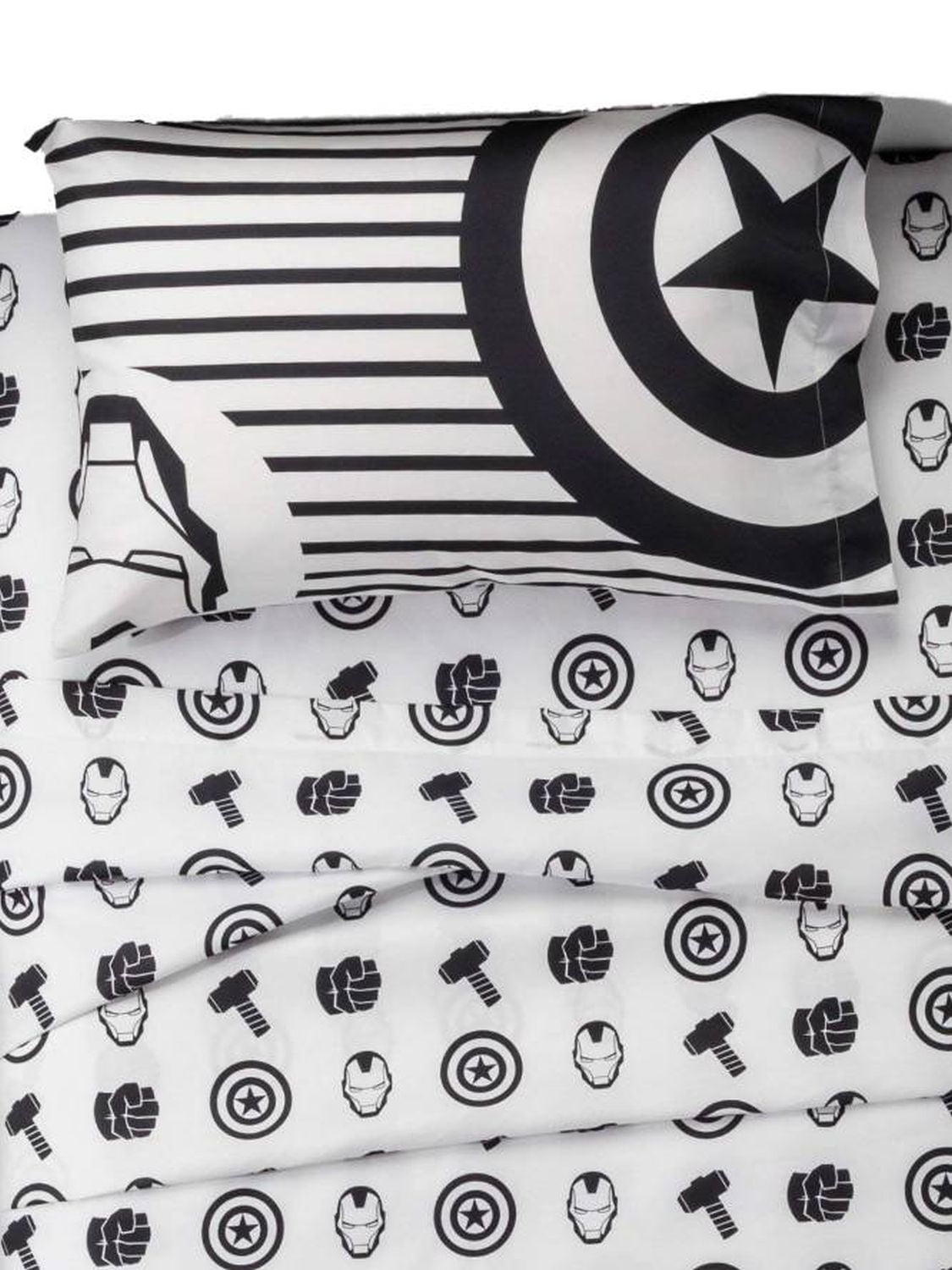 Gray Captain America Marvel Adult Queen Bedding Sheet Sets 4 Piece Bedding Sheets