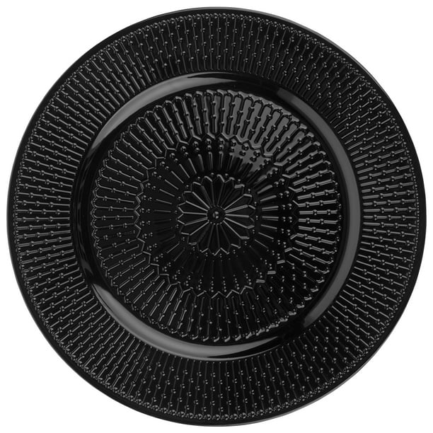 Koyal Wholesale Retro Industrial Acrylic Black Charger Plates for