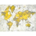 thumbnail image 2 of Nai, Danhui 32x25 Gold Ornate Wood Framed with Double Matting Museum Art Print Titled - World Map Yellow Gray, 2 of 4