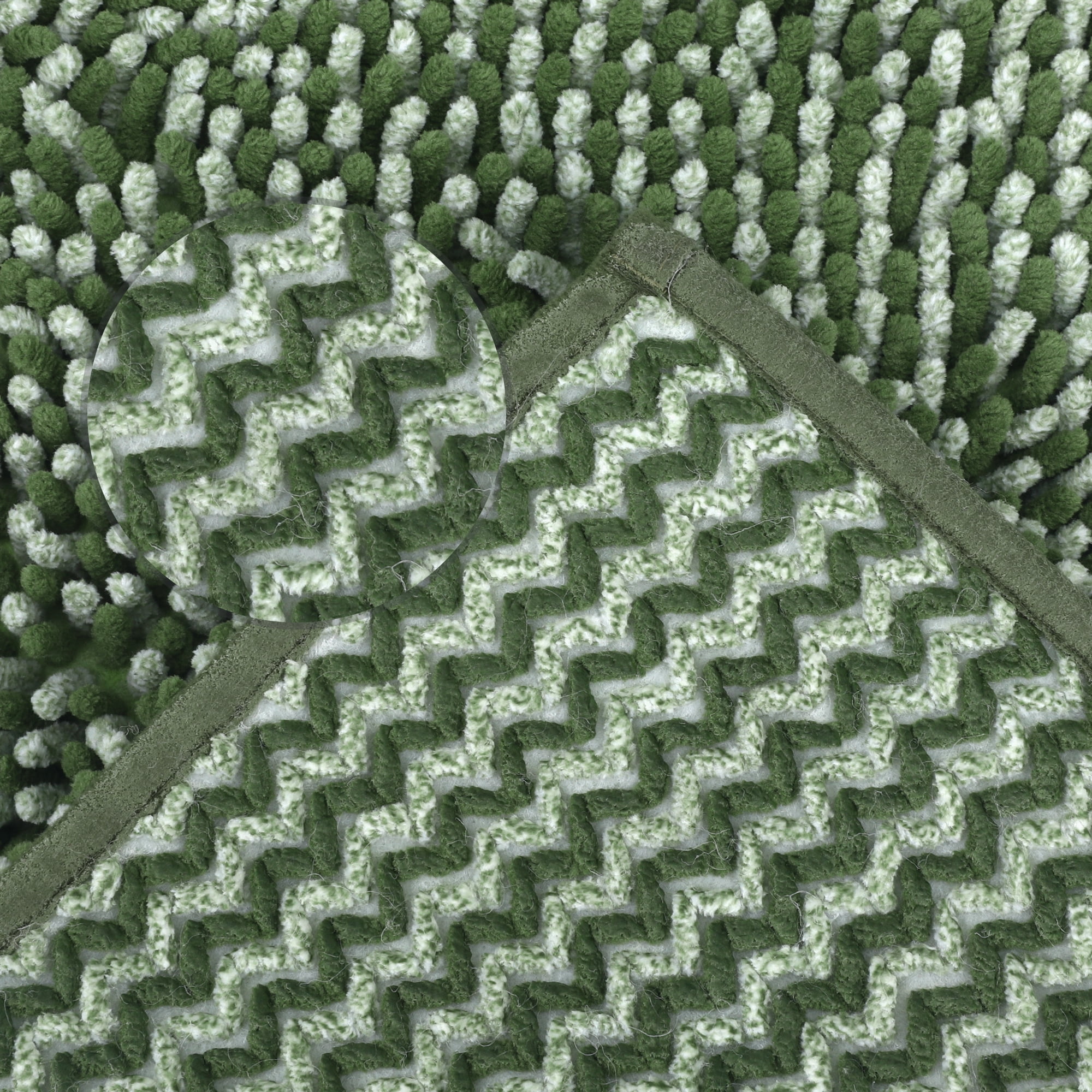 Unique Bargains Non Slip Absorbent Chenille Bathmat Washable Soft Bath Rug Green 17" x 24"