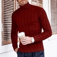 thumbnail image 5 of Suéter de hombre con cuello alto suéter de punto suéter de cuello alto de invierno suéter de cuello alto básico de corte entallado suéter, 5 of 5