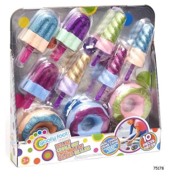 Goofy Foot Designs Deluxe Chalk Set – 10-Piece Glitter Sidewalk Art Chalk