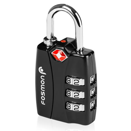 TSA Approved Luggage Locks, Fosmon Open Alert Indicator 3 Digit Combination Padlock Codes with Alloy Body for Travel Bag, Suit Case, Lockers, Gym, Bike Locks or