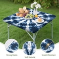 thumbnail image 4 of Blue Tie Dye Starburst Pattern Square Fitted Tablecloth with Elastic Edge,Square Table Cover,Washable Elastic Table Cover for Home Kitchen Party Decor 34"x34", 4 of 6