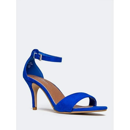 

J.Adams Dove - Women s High Heel Stiletto Party Dress Shoes Ankle Strap Wedding Heeled Sandals - Blue Suede - 9