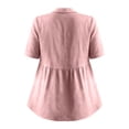 thumbnail image 6 of Womens Peplum Top Cotton Linen Half Sleeve Button Down Blouse Ruffle Hem with Pockets Loose Fit Casual Pink,Size S, 6 of 9