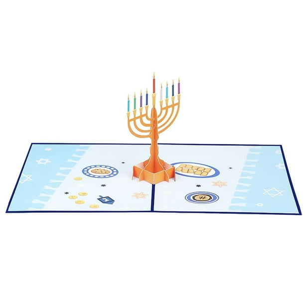 Felicitación Chanukah Vela Candelabro Tarjeta De Felicitación Impresión En Color Año Nuevo Judío Tradición Navideña Tarjeta De Bendición Para La Oficina Del Partido 3D Pop Up Tarjeta Moyic HA020435-00