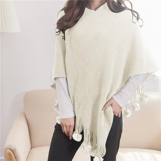 Autumn And Winter Cape Cape Fringe Horn Buckle Solid Color Irregular Double Fringe Cape Cape Warm And Thick