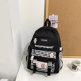 thumbnail image 2 of Mochila Mochila Kawaii Harajuku Japonesa Cute Plaid School Student Bookbag (Negro), 2 of 5