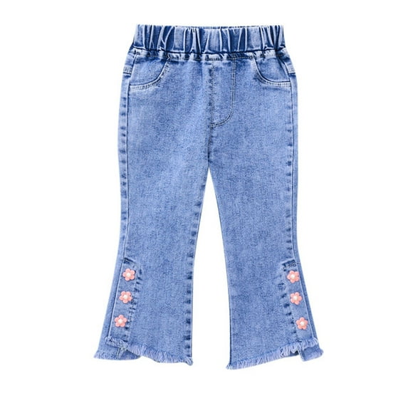 TOOYOU Girls Jeans Demin Pants Baby Toddler Kids Pants Jeans Elastic Waist Denim Pants Versatile Casual Trousers For Sweet Girls Size 6-12 Months Pink