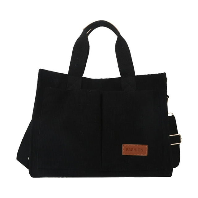 Bolso de hombro para mujer, elegante bolso de mano para niñas, pequeño bolso de mano de pana moderno, bandolera Negro